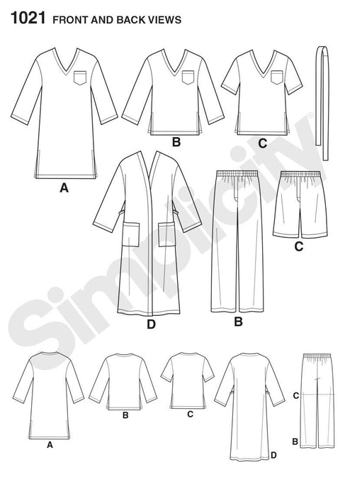 Simplicity Pattern 1021 Men's Classic Pyjamas & Robe from Jaycotts Sewing Supplies