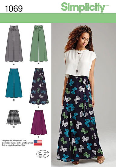 Simplicity Pattern 1069 Wide Leg Pants or Shorts & Skirts in 2 Lengths from Jaycotts Sewing Supplies