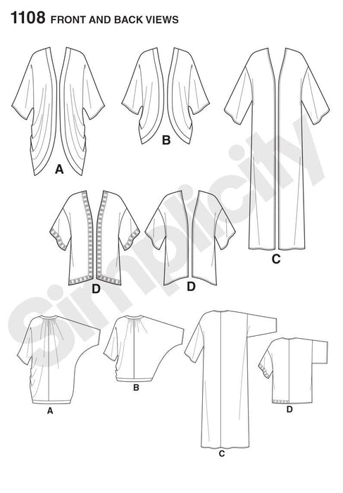 Simplicity Pattern 1108 Misses' Kimono's in Different Styles from Jaycotts Sewing Supplies