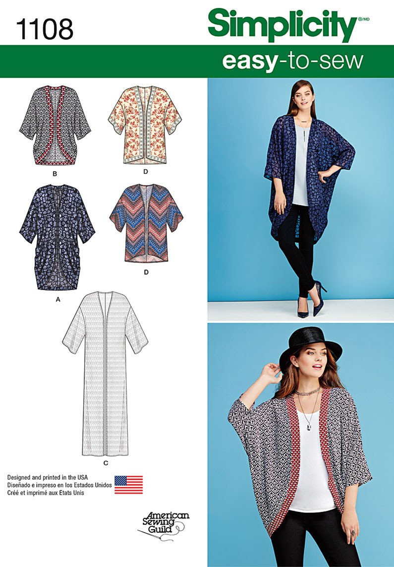Simplicity Pattern 1108 Misses' Kimono's in Different Styles from Jaycotts Sewing Supplies
