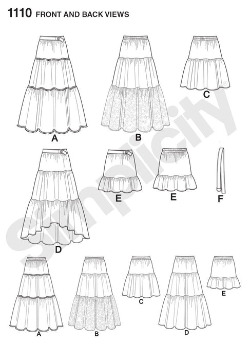 Simplicity Pattern 1110 Misses' Tiered Skirt with Length Variations from Jaycotts Sewing Supplies