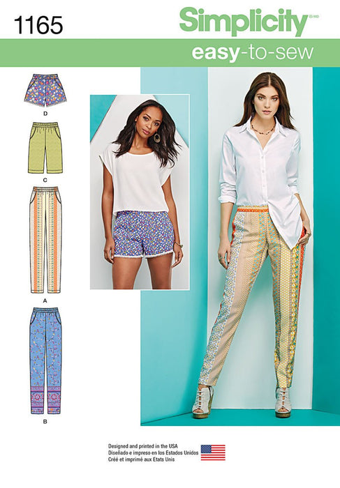 Simplicity Pattern 1165 Misses' Pull-on Pants, Long or Short Shorts from Jaycotts Sewing Supplies