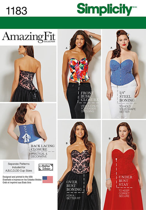 Simplicity Pattern 1183 Misses' and Plus Size Corsets from Jaycotts Sewing Supplies