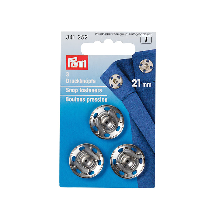 Prym Silver Metal Press Studs, Sew On type from Jaycotts Sewing Supplies