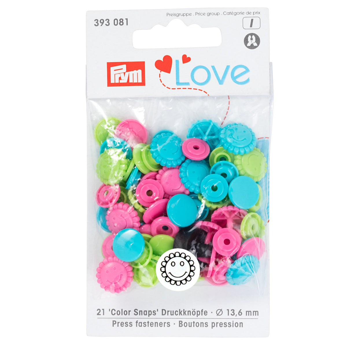 Prym Colour Snaps Smiley Flowers Packs of 30 393081 — jaycotts.co