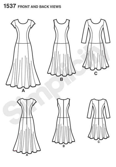 Simplicity Pattern 1537 Misses' & Plus Size dress in 3 lengths from Jaycotts Sewing Supplies