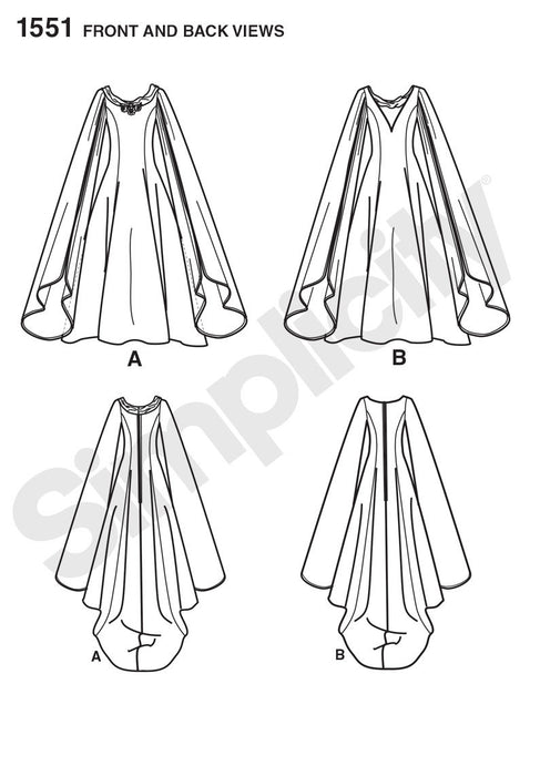 Simplicity Pattern 1551 Medieval - mythical theme costume gown from Jaycotts Sewing Supplies