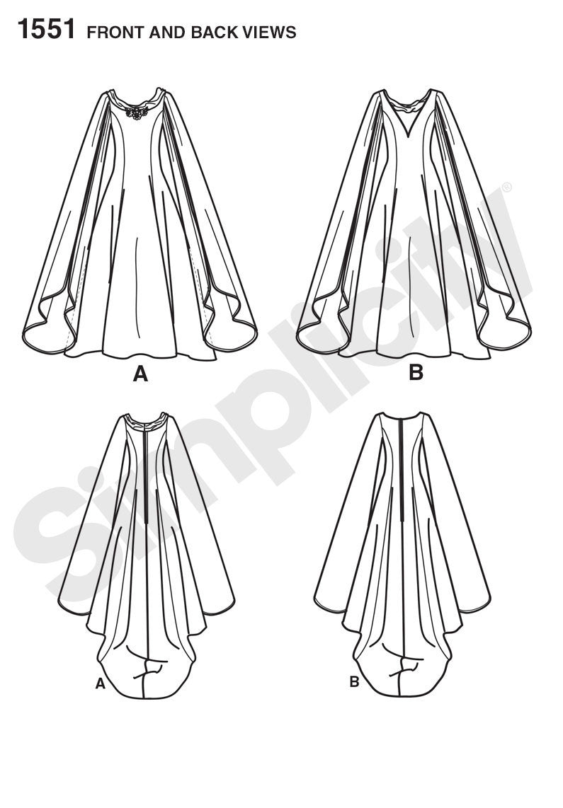 Simplicity Pattern 1551 Medieval - mythical theme costume gown from Jaycotts Sewing Supplies