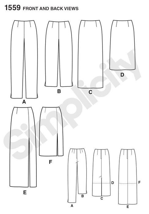 Simplicity Pattern 1559 Misses' slim pants and skirts from Jaycotts Sewing Supplies