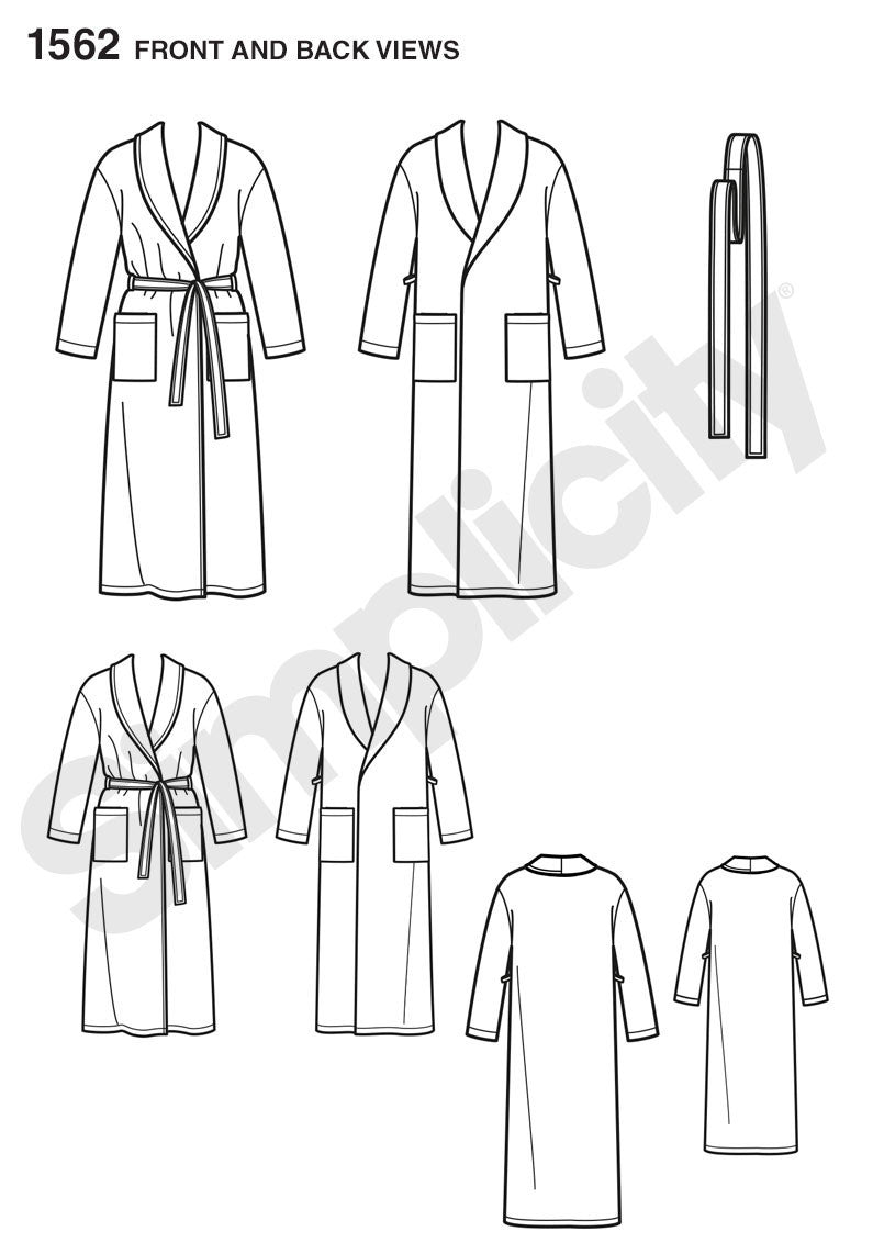 Simplicity Pattern 1562 Cozy robes for the entire family from Jaycotts Sewing Supplies
