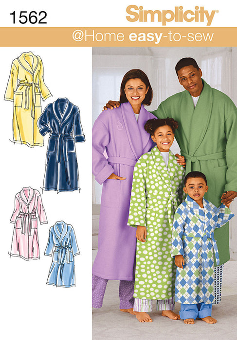 Simplicity Pattern 1562 Cozy robes for the entire family from Jaycotts Sewing Supplies