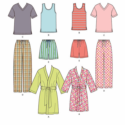 Simplicity Pattern 1563 Misses', men's teens' sleepwear from Jaycotts Sewing Supplies