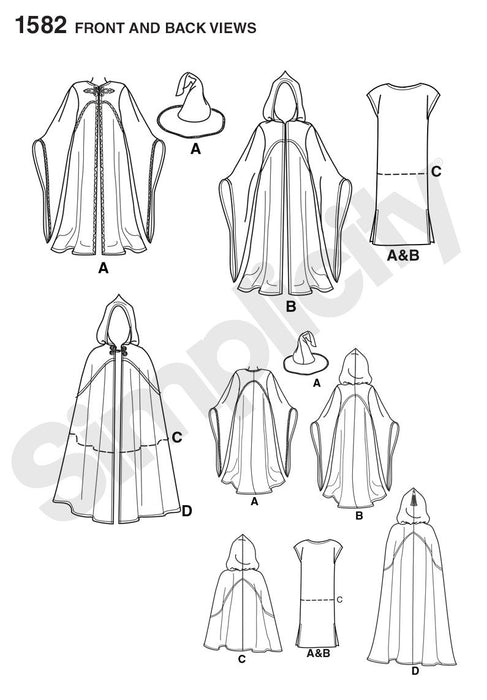 Simplicity Pattern 1582 Misses, men and teen hooded cape costume from Jaycotts Sewing Supplies