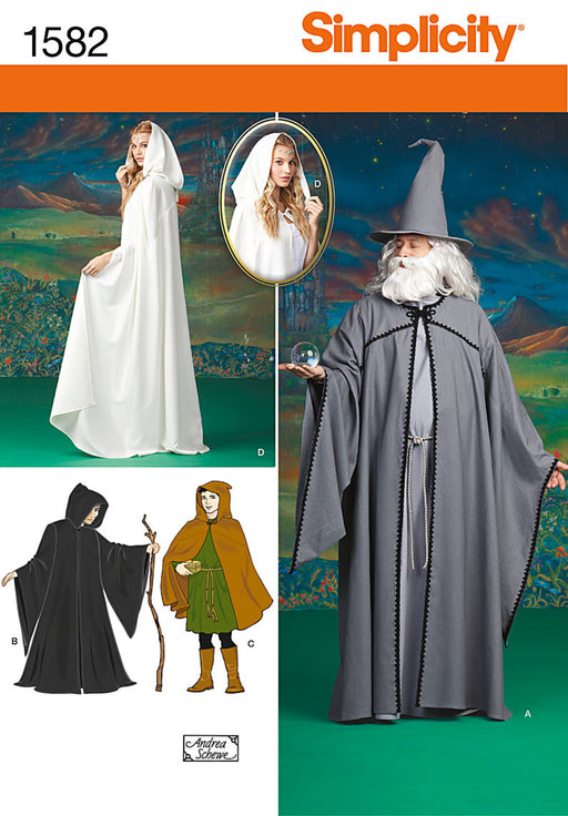 Simplicity Pattern 1582 Misses, men and teen hooded cape costume from Jaycotts Sewing Supplies