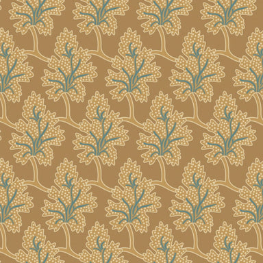 Indian Summer Organic Cotton Fabric, Ochre Leaves from Jaycotts Sewing Supplies