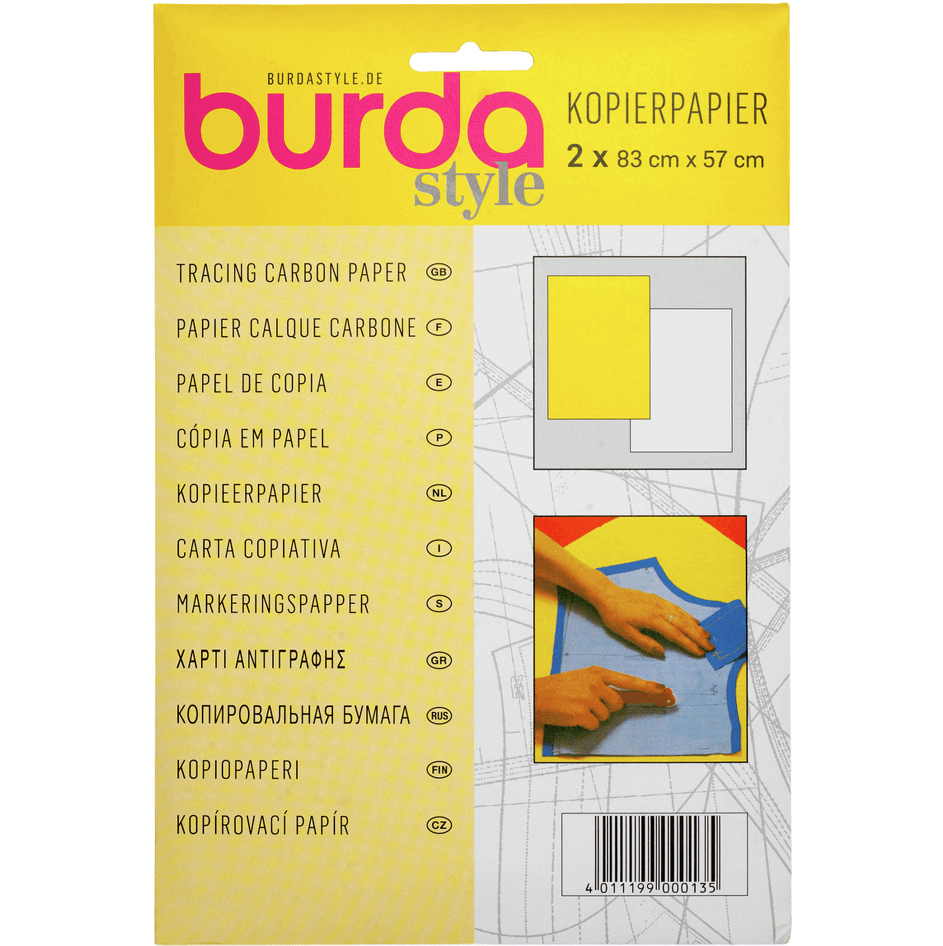 Burda Dressmaker's Carbon Paper - Pack of 2 Sheets yellow and white —   - Sewing Supplies