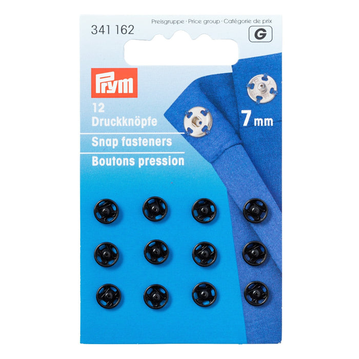 Prym Black Metal Press Studs, Sew on type from Jaycotts Sewing Supplies