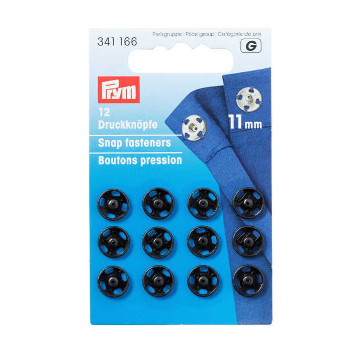 Prym Black Metal Press Studs, Sew on type from Jaycotts Sewing Supplies