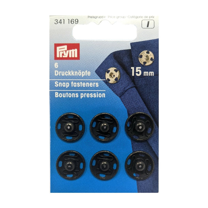 Prym Black Metal Press Studs, Sew on type from Jaycotts Sewing Supplies