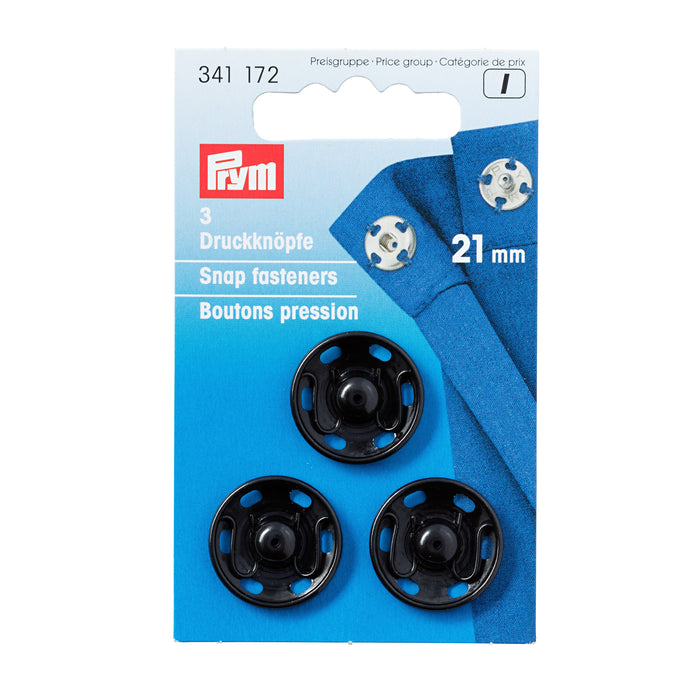 Prym Black Metal Press Studs, Sew on type from Jaycotts Sewing Supplies