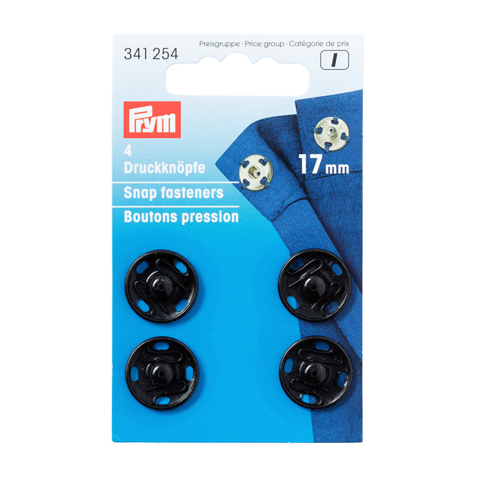 Prym Black Metal Press Studs, Sew on type from Jaycotts Sewing Supplies