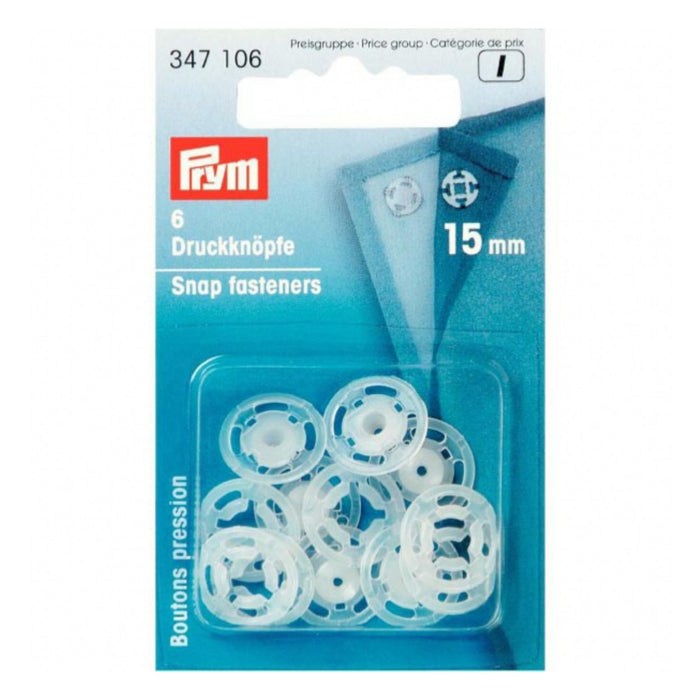 Prym Clear Plastic Press Studs, Sew-On Type from Jaycotts Sewing Supplies