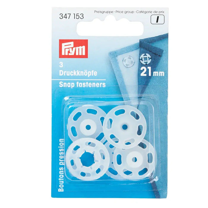 Prym Clear Plastic Press Studs, Sew-On Type from Jaycotts Sewing Supplies