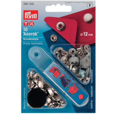 Prym no-sew Press Studs - Silver 12mm from Jaycotts Sewing Supplies