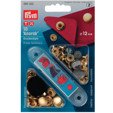 Gold Press Studs -12mm: Pack of 10 from Jaycotts Sewing Supplies