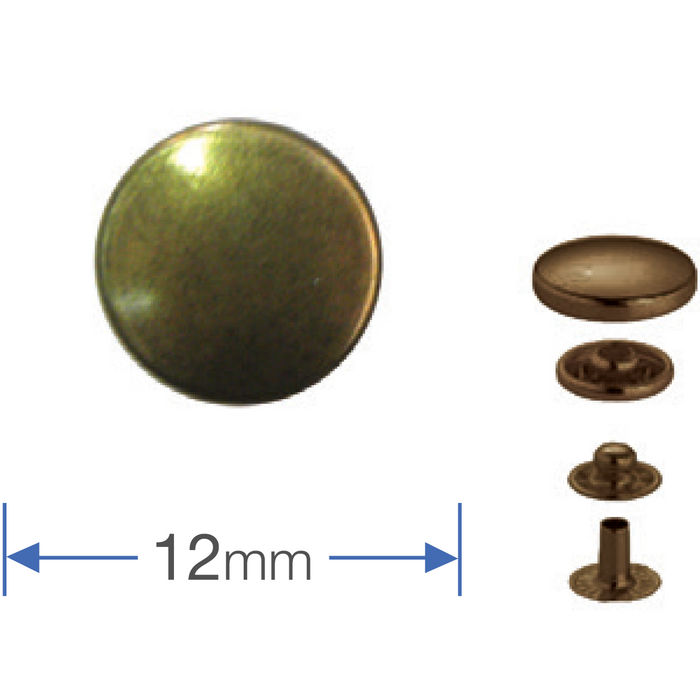 Component detail of 390334 Press Studs Antique Brass 12mm from Jaycotts Sewing Supplies