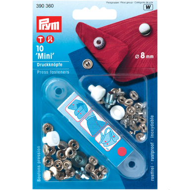 Prym No-Sew Press studs, Silver 8mm from Jaycotts Sewing Supplies