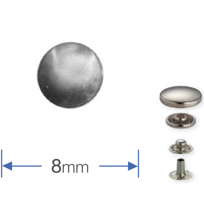 Component detail Prym 390360 No-Sew Press studs, Silver 8mm from Jaycotts Sewing Supplies