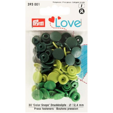 Prym Colour Snaps - Green Packs of 30 from Jaycotts Sewing Supplies