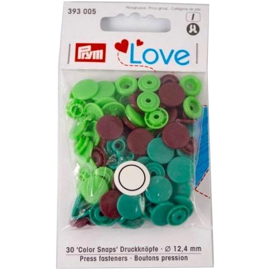Prym Colour Snaps green / lime / brown — jaycotts.co.uk Sewing Supplies
