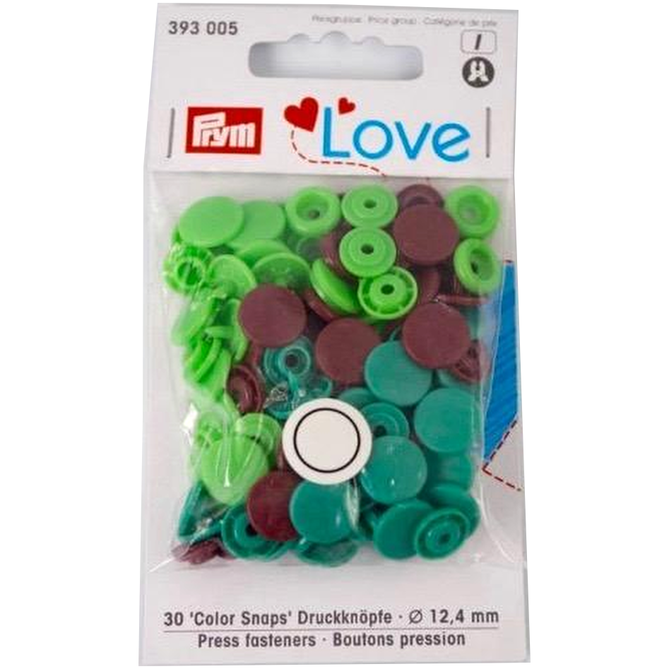 Prym Colour Snaps -  green / lime / brown from Jaycotts Sewing Supplies