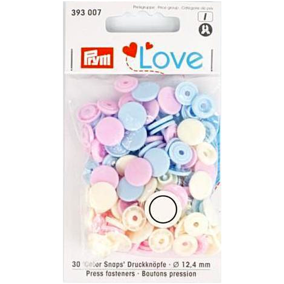 Prym Colour Snaps pale pink / light blue/ pearl — jaycotts.co.uk