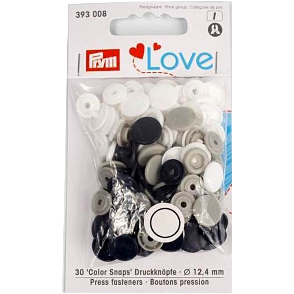 Prym Colour Snaps navy / grey / white Packs of 30 393008 — jaycotts