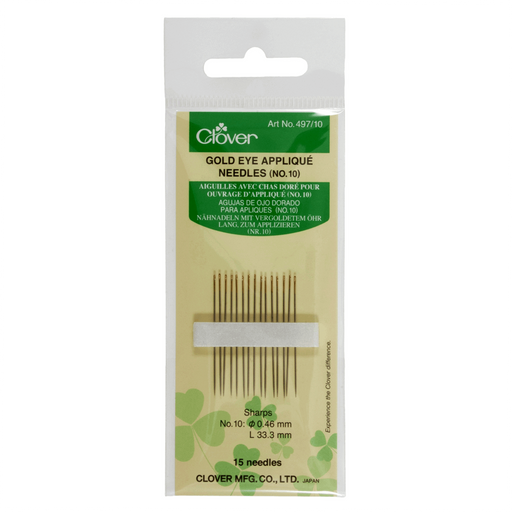 Clover 497 Gold Eye Appliqué‎ Needles from Jaycotts Sewing Supplies