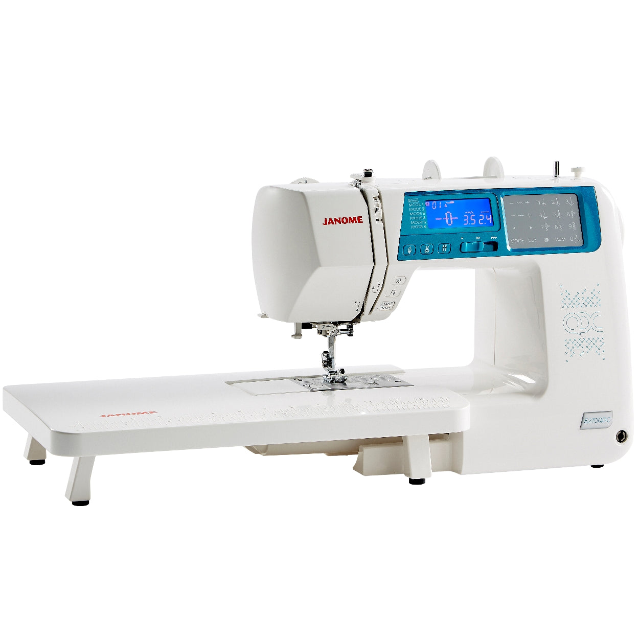 Janome 5270QDC sewing machine with extension sew table included | Jaycotts.co.uk