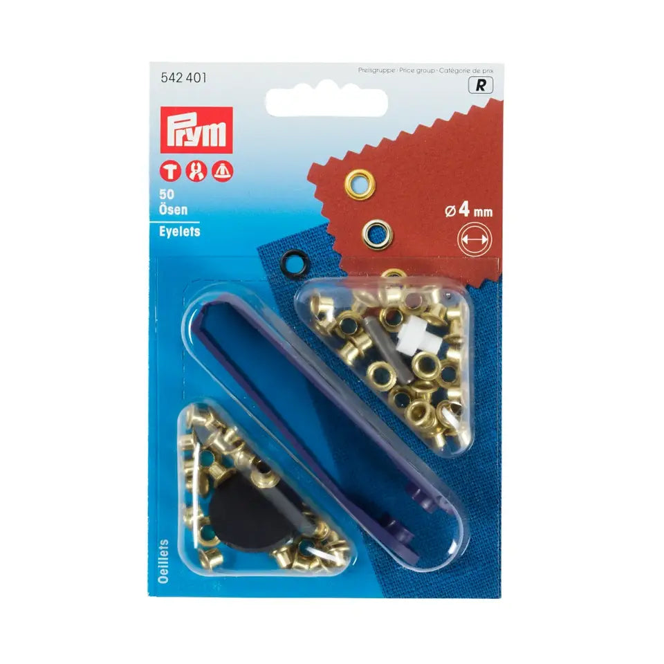 Prym Eyelets Gilt Gold Non Sew Supplied with EASY fixing