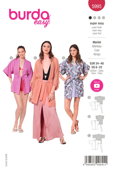 Burda Style Pattern 5995 Easy to Sew Kimono from Jaycotts Sewing Supplies