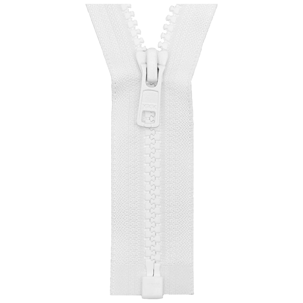 YKK Open End Zip - Medium Plastic | colour 501 White — jaycotts.co