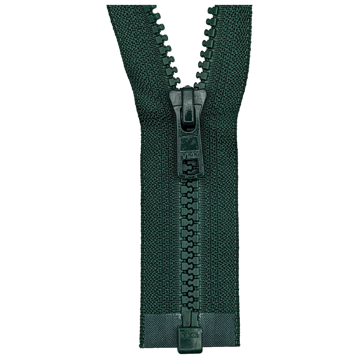 YKK Open End Zip - Medium Plastic | Colour 890 Bottle Green from Jaycotts Sewing Supplies