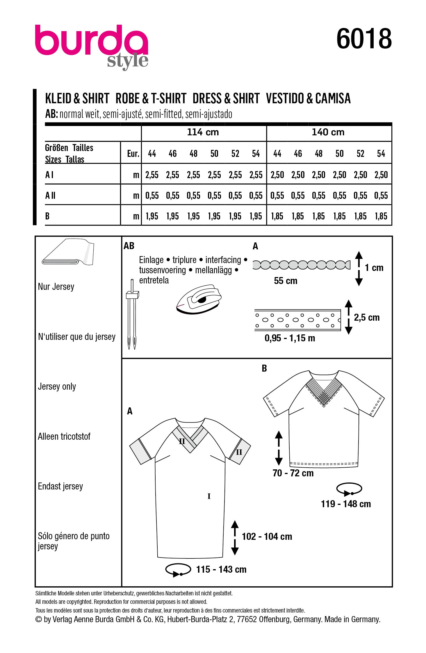 Burda Style Pattern 6018 Plus Dress / Top from Jaycotts Sewing Supplies