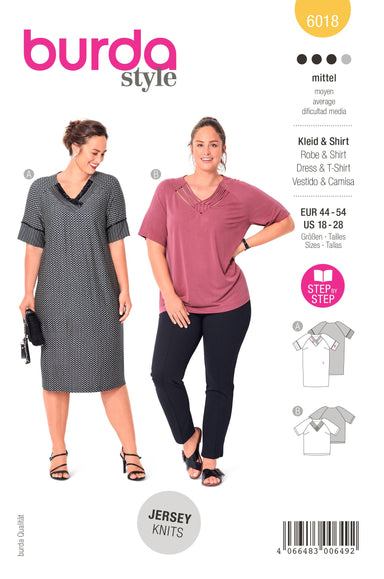 Burda Style Pattern 6018 Plus Dress / Top from Jaycotts Sewing Supplies