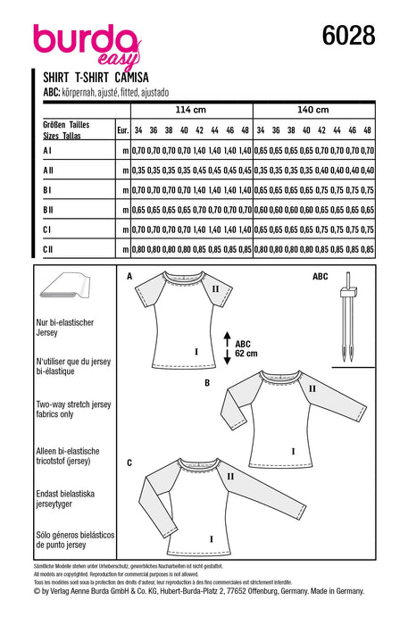 Burda Style Pattern 6028 EASY Top from Jaycotts Sewing Supplies