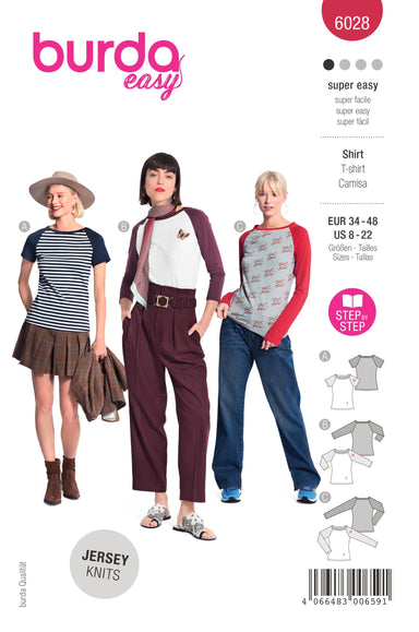 Burda Style Pattern 6028 EASY Top from Jaycotts Sewing Supplies