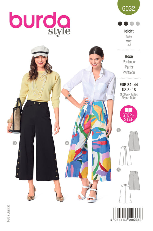 Burda Style Pattern 6032 Ladies Outerwear Trousers/Pants from Jaycotts Sewing Supplies