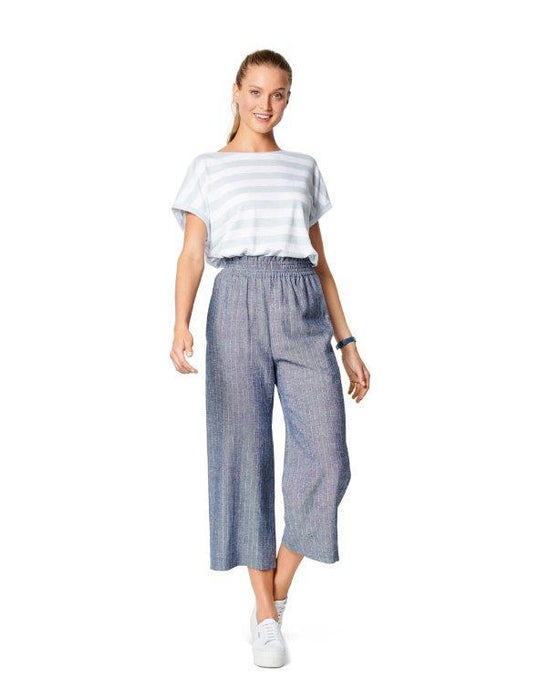 Burda Pattern 6229  Trousers/Pants with Elastic Waist with Pockets in Seams – Wide Leg from Jaycotts Sewing Supplies