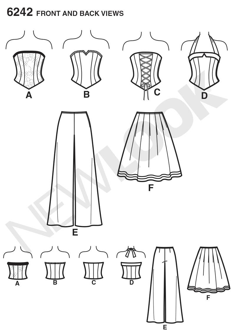 New Look Pattern: NL6242 Misses' Corset Top, Pants & Skirt 